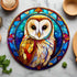 Bernadette Barn Owl Circular Glass Suncatcher Worktop Saver